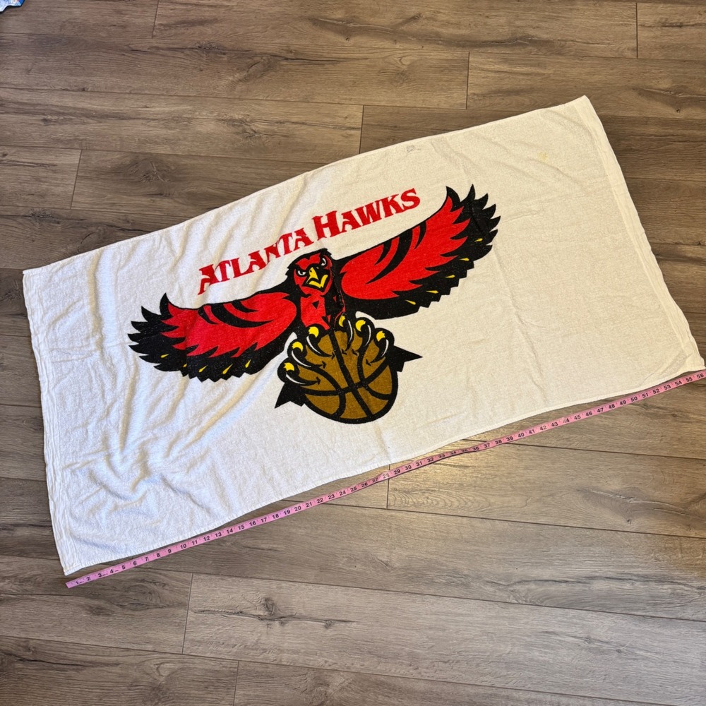 Vtg 90s/00s Atlanta Hawks Collectible White Cotton Body Towel Basketball Team